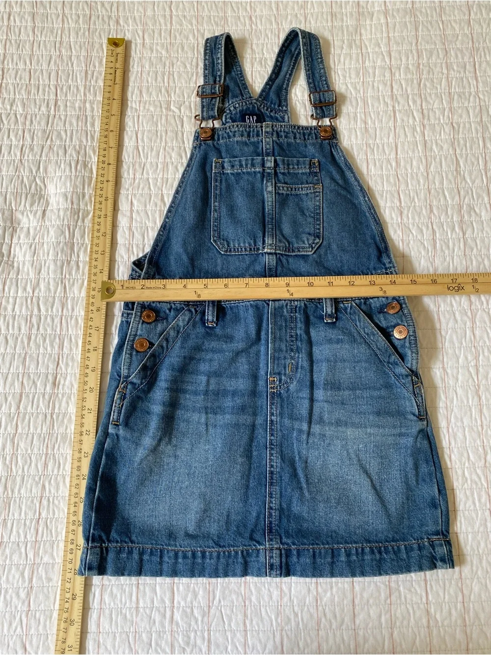 GAP KIDS Blue Denim Overall Dress, Size Medium